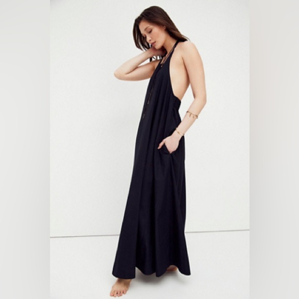 Free People black halter maxi dress